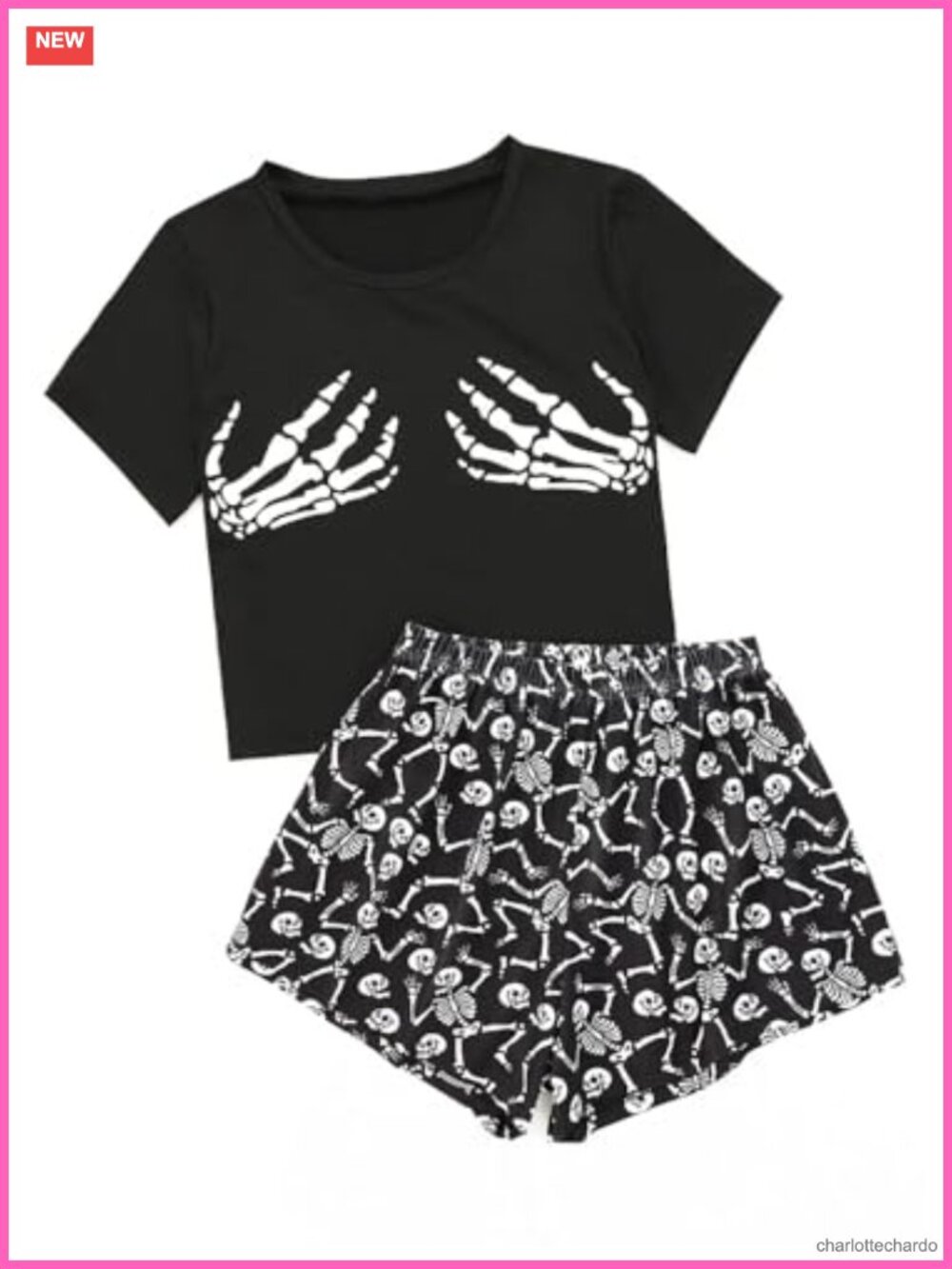 Women's Short Sleeve Pajama Set with Shorts - Halloween Sleepwear Lightweight